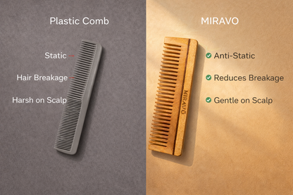 MIRAVO Neem Wood Comb – Oil Treated | Anti Hair Fall | Handmade & Eco-Friendly