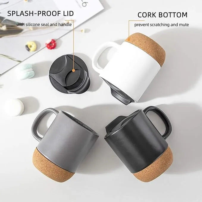 MIRAVO cork base mug compared to standard plastic cups for sustainability.